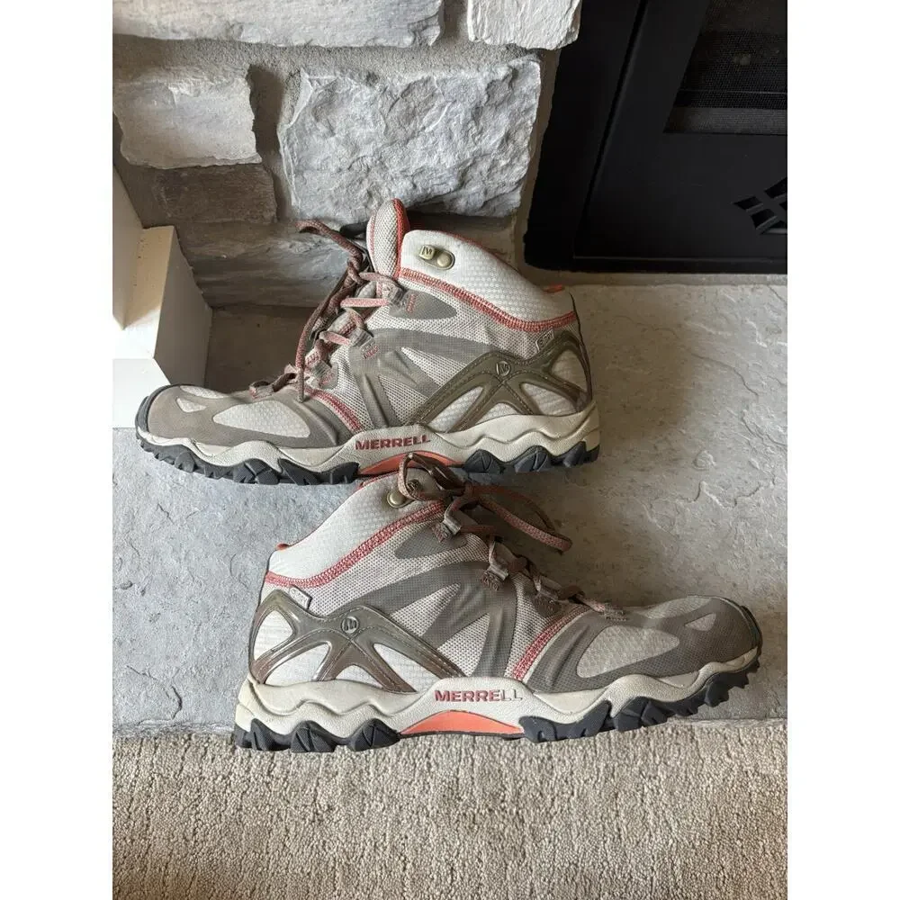 Merrell Boot Women 9.5 Grassbow Sport Mid Waterproof Brindle Hiking Shoe Camping